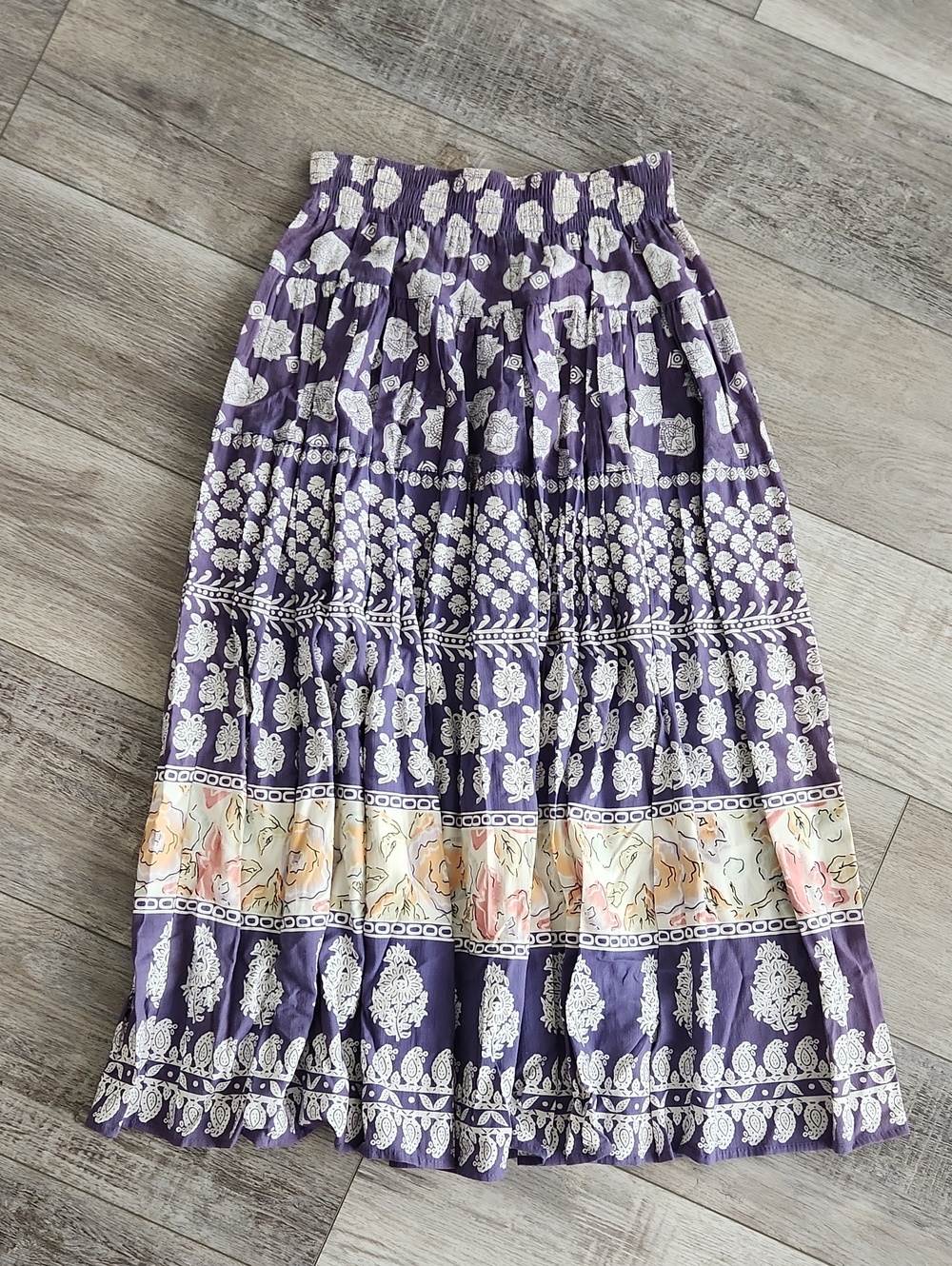 Koret Petites Bohemian Purple Floral Print Flowy Maxi Skirt